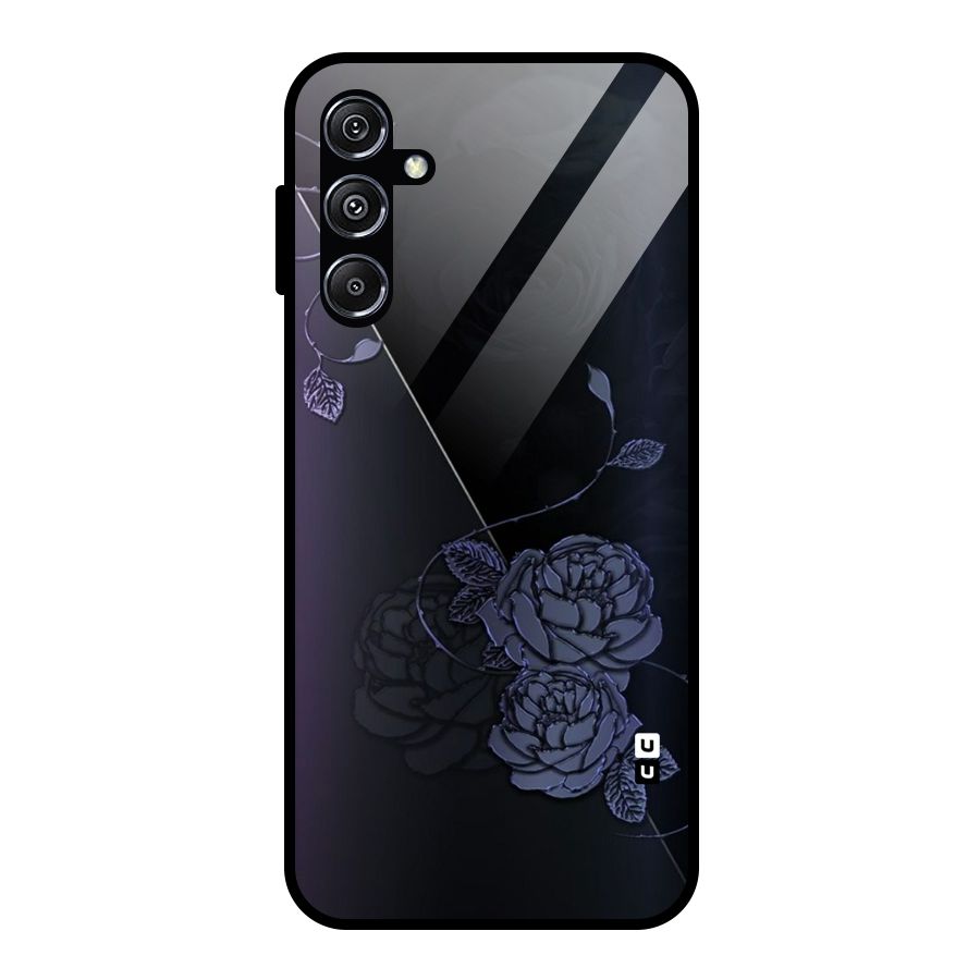 Voilet Floral Design Glass Back Case for Galaxy M34 5G