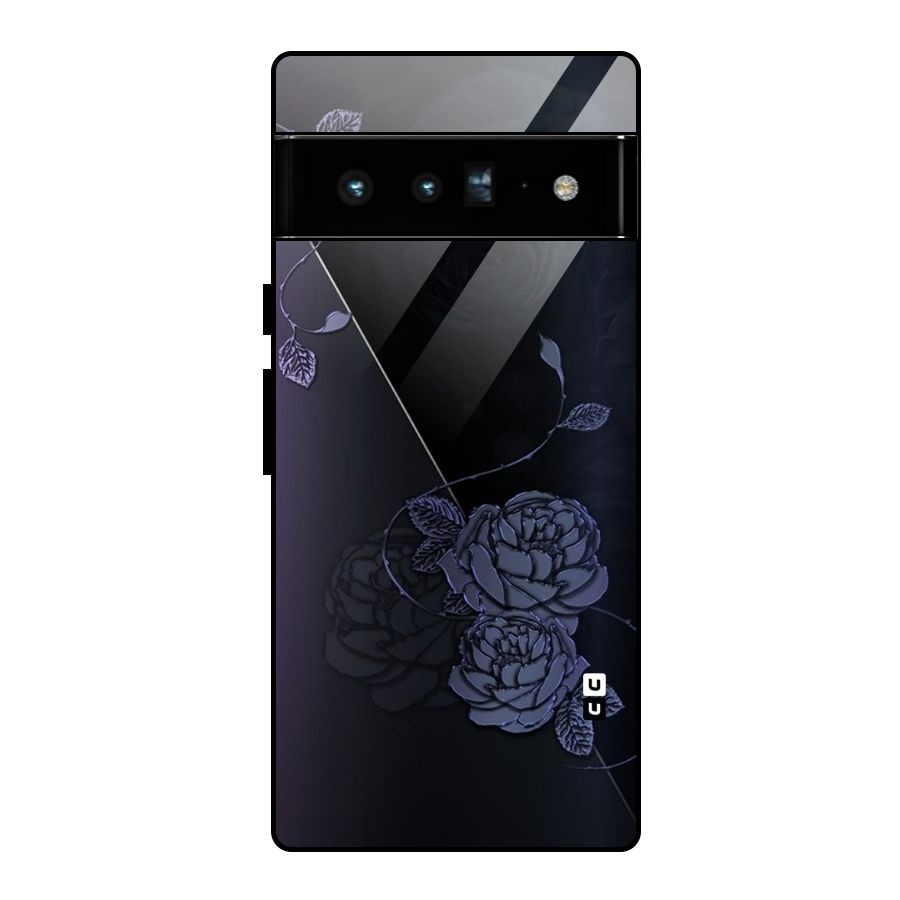 Voilet Floral Design Glass Back Case for Google Pixel 6 Pro