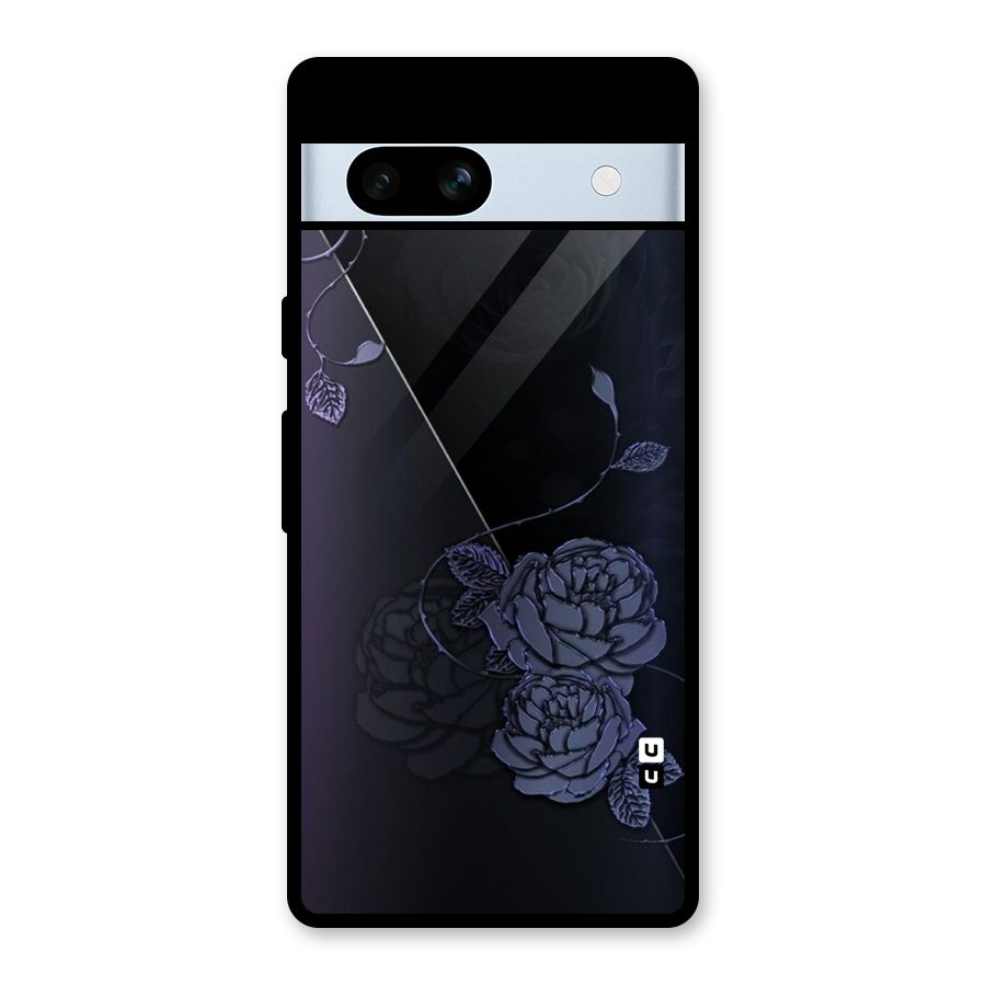Voilet Floral Design Glass Back Case for Google Pixel 7a