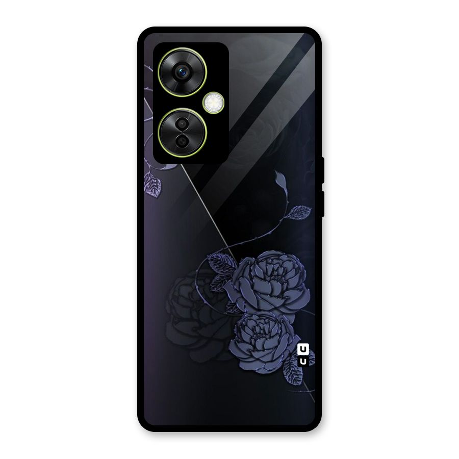Voilet Floral Design Glass Back Case for OnePlus Nord CE 3 Lite