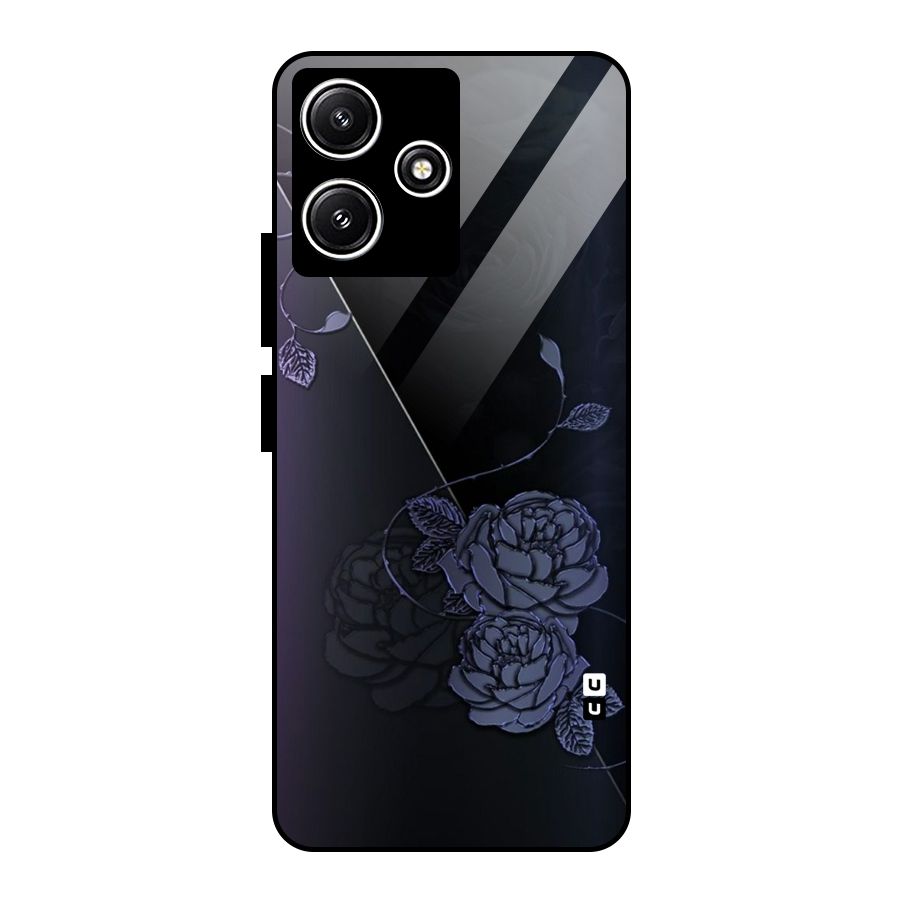 Voilet Floral Design Glass Back Case for Poco M6 Pro