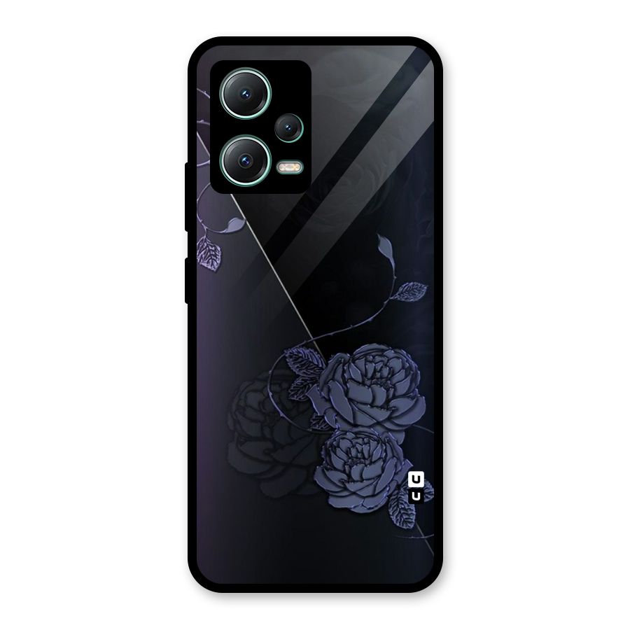 Voilet Floral Design Glass Back Case for Poco X5
