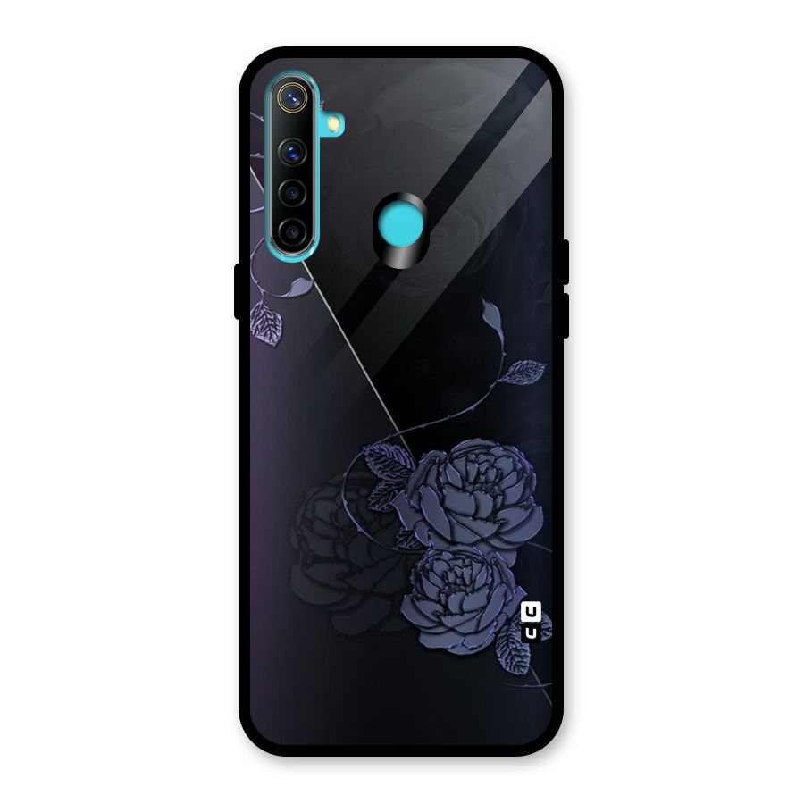 Voilet Floral Design Glass Back Case for Realme 5i