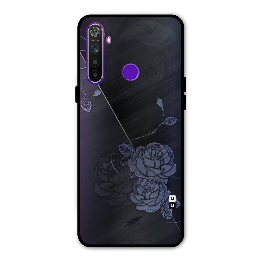 Voilet Floral Design Glass Back Case for Realme 5s