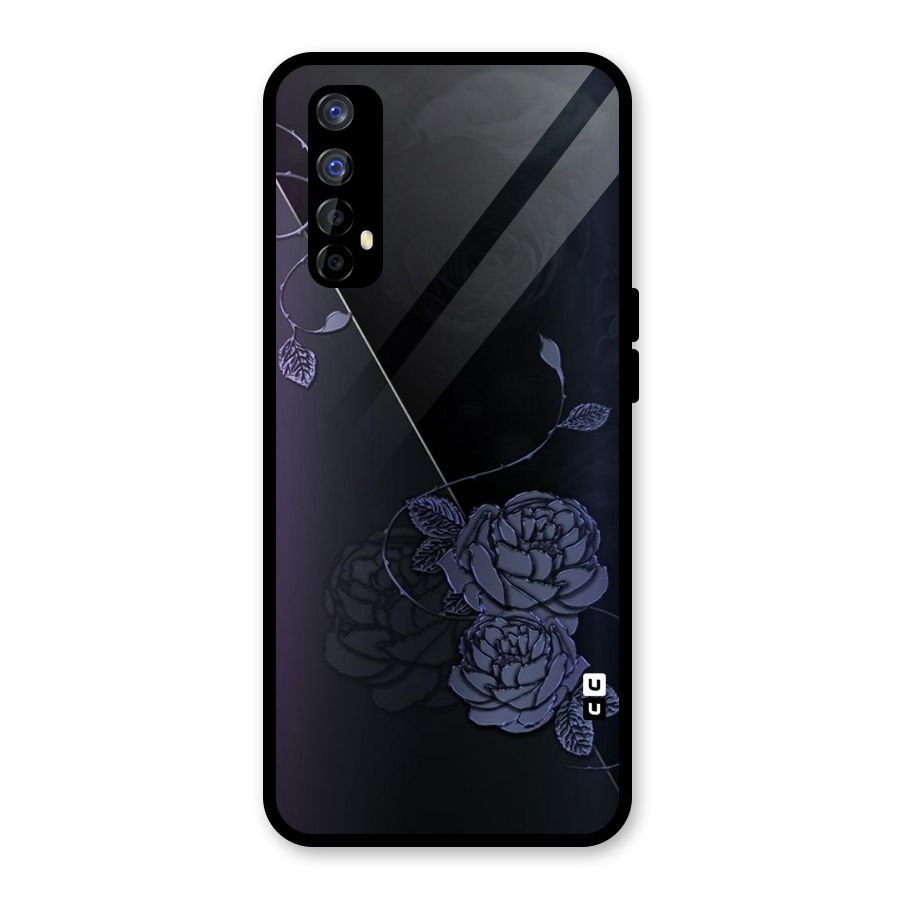 Voilet Floral Design Glass Back Case for Realme 7