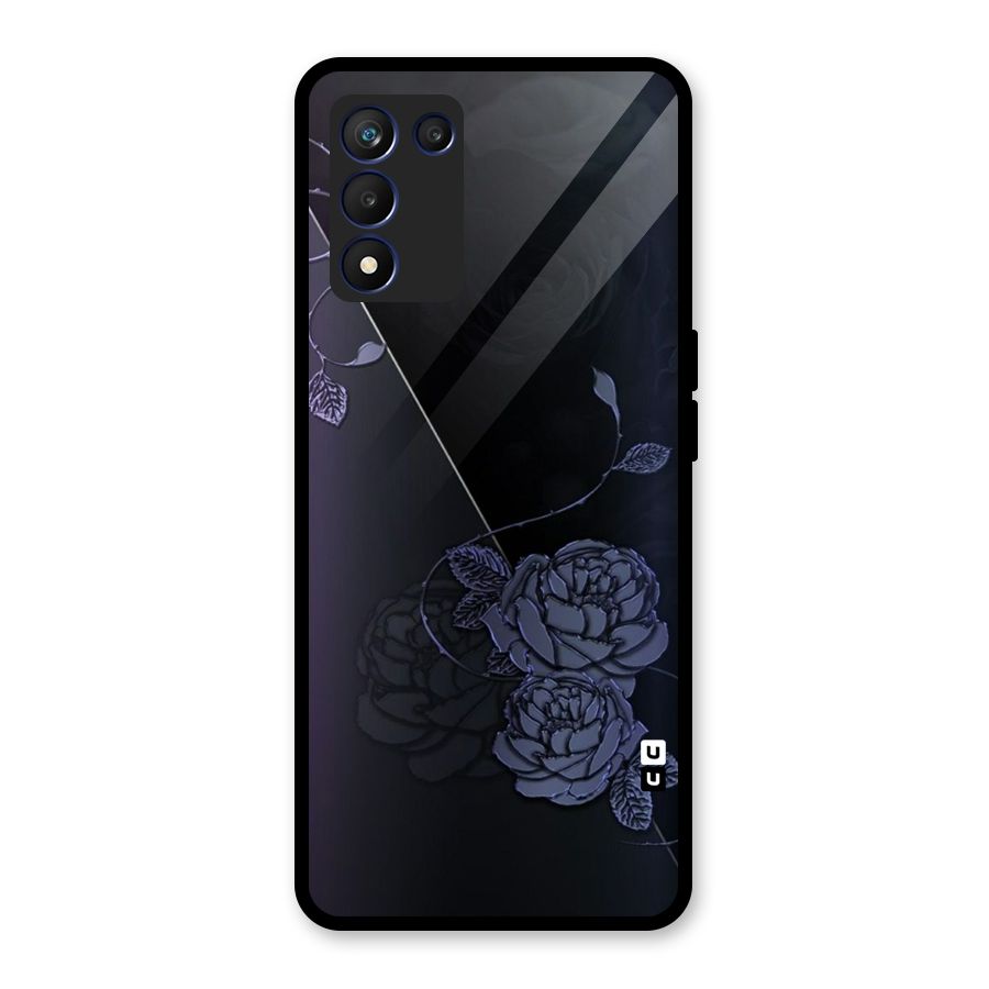 Voilet Floral Design Glass Back Case for Realme 9 5G Speed