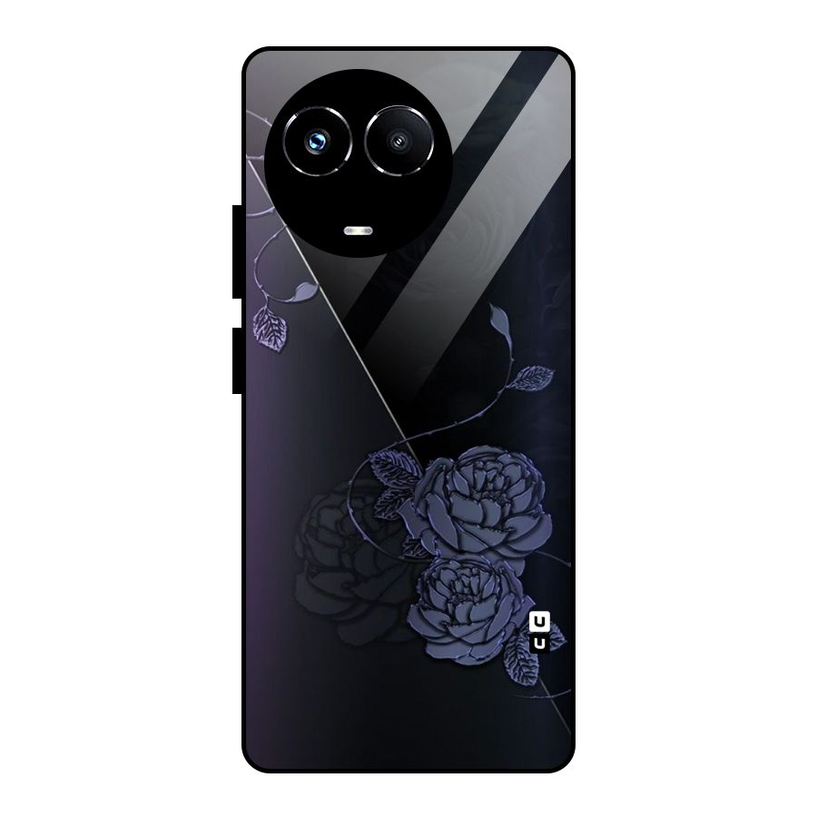 Voilet Floral Design Glass Back Case for Realme Narzo 60X