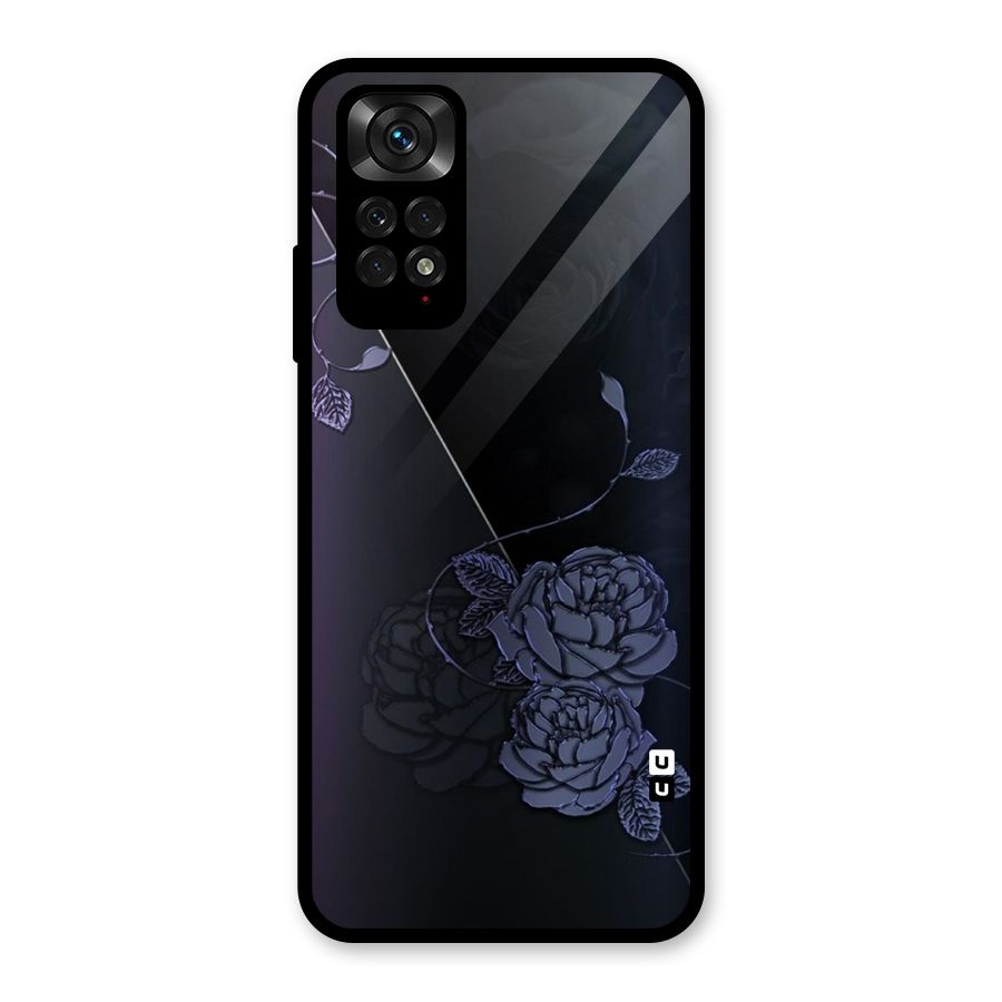 Voilet Floral Design Glass Back Case for Redmi Note 11S