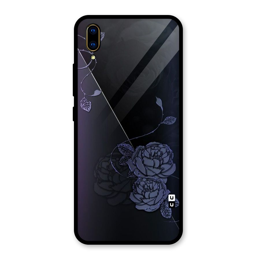 Voilet Floral Design Glass Back Case for Vivo V11 Pro