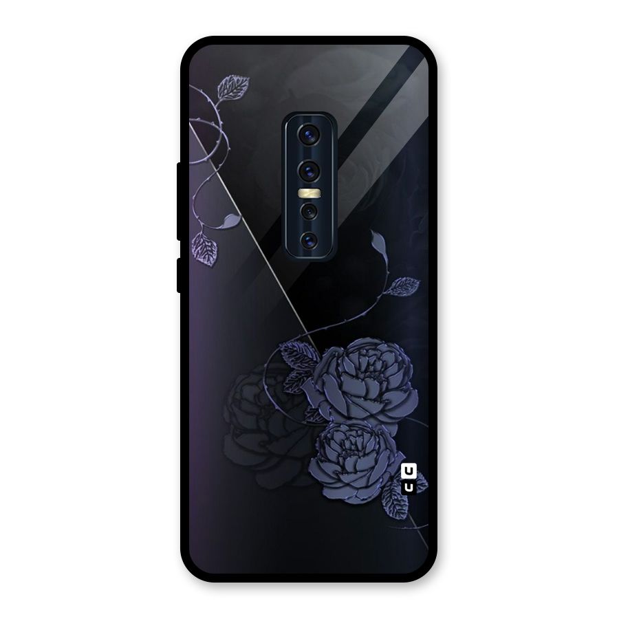 Voilet Floral Design Glass Back Case for Vivo V17 Pro