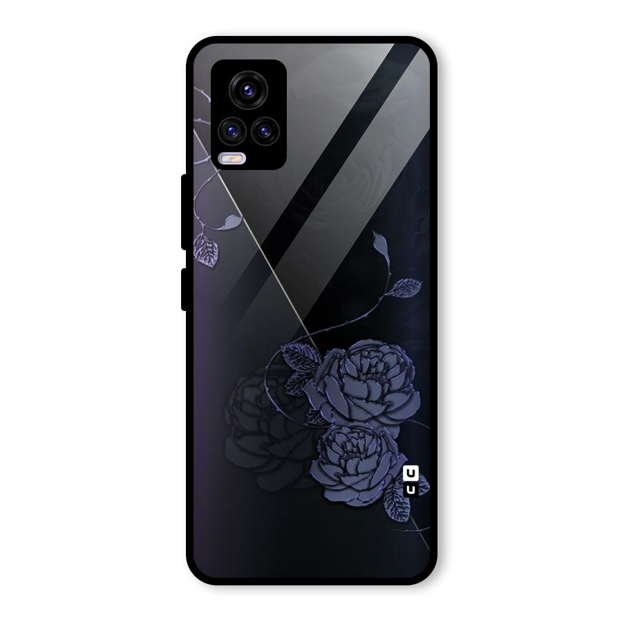 Voilet Floral Design Glass Back Case for Vivo V20 2021