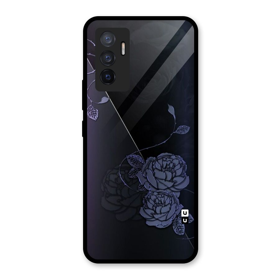 Voilet Floral Design Glass Back Case for Vivo V23e
