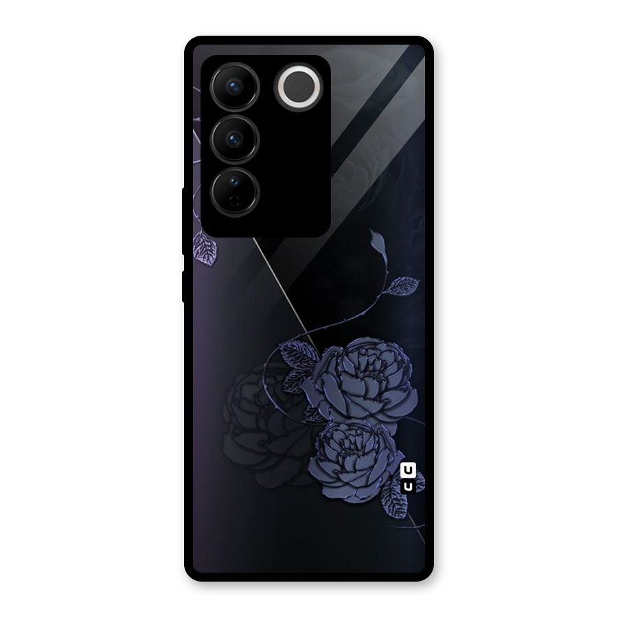 Voilet Floral Design Glass Back Case for Vivo V27