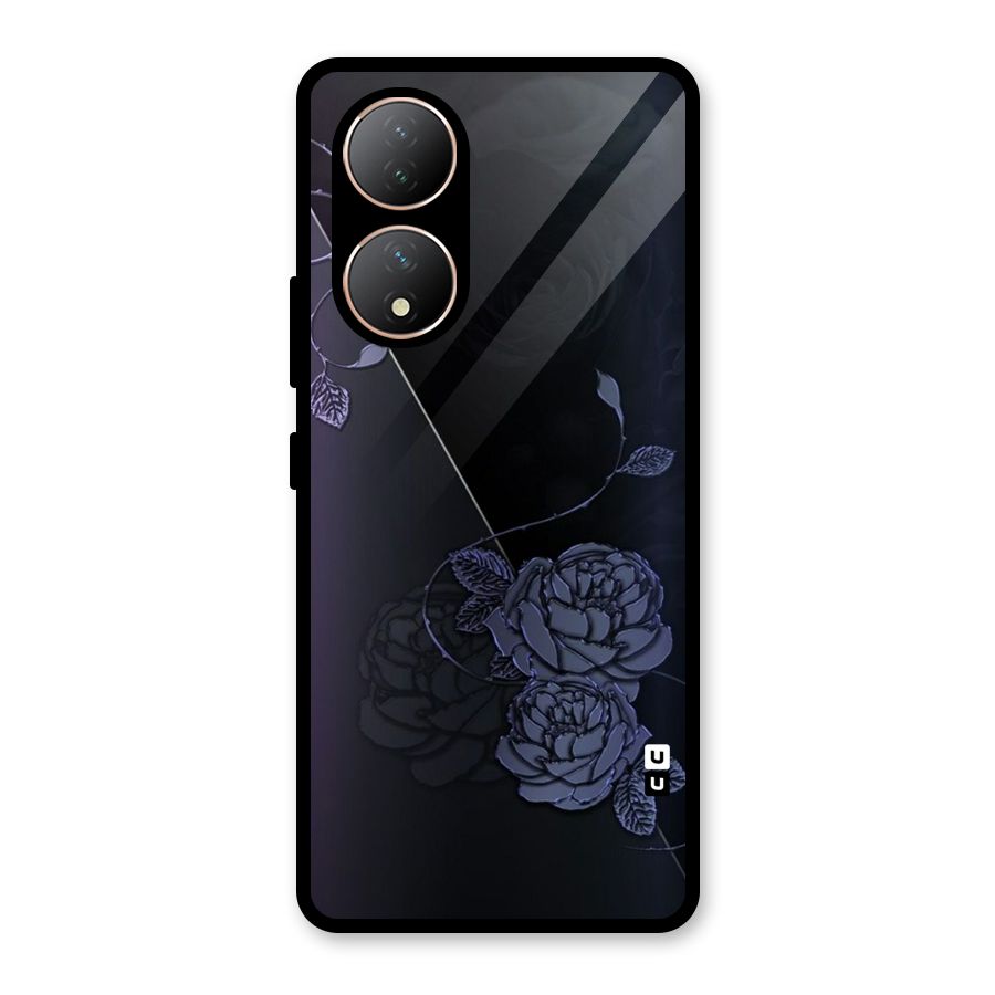Voilet Floral Design Glass Back Case for Vivo Y100A