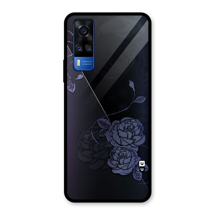 Voilet Floral Design Glass Back Case for Vivo Y31