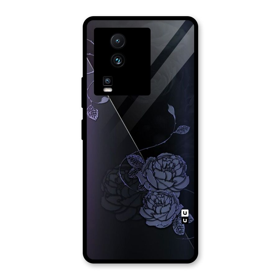 Voilet Floral Design Glass Back Case for Vivo iQOO Neo 7