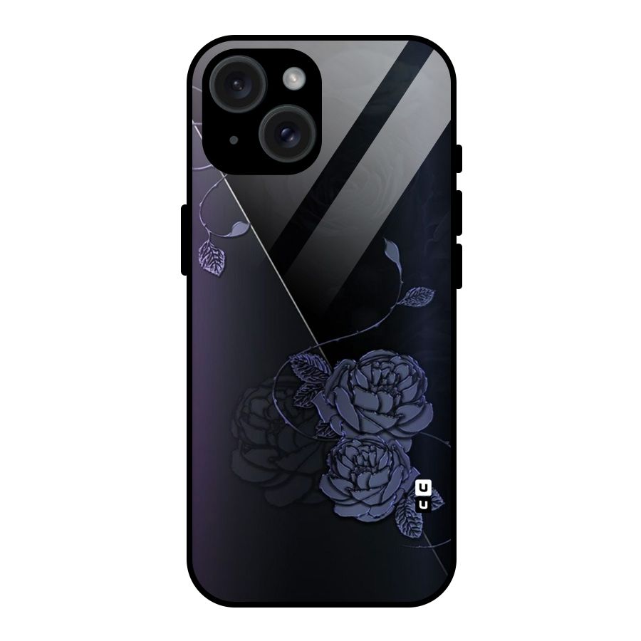 Voilet Floral Design Glass Back Case for iPhone 15