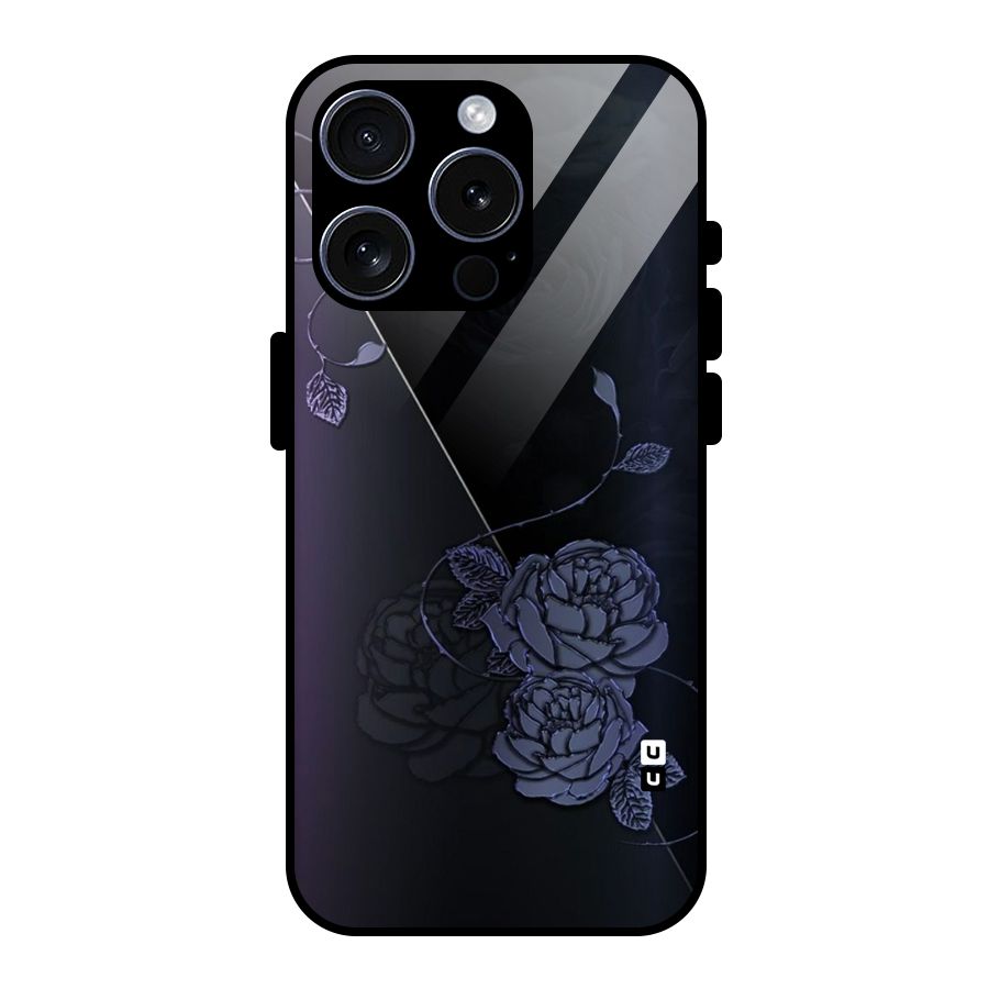 Voilet Floral Design Glass Back Case for iPhone 15 Pro