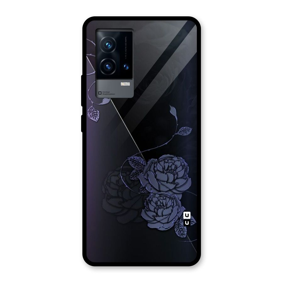Voilet Floral Design Glass Back Case for iQOO 9 5G