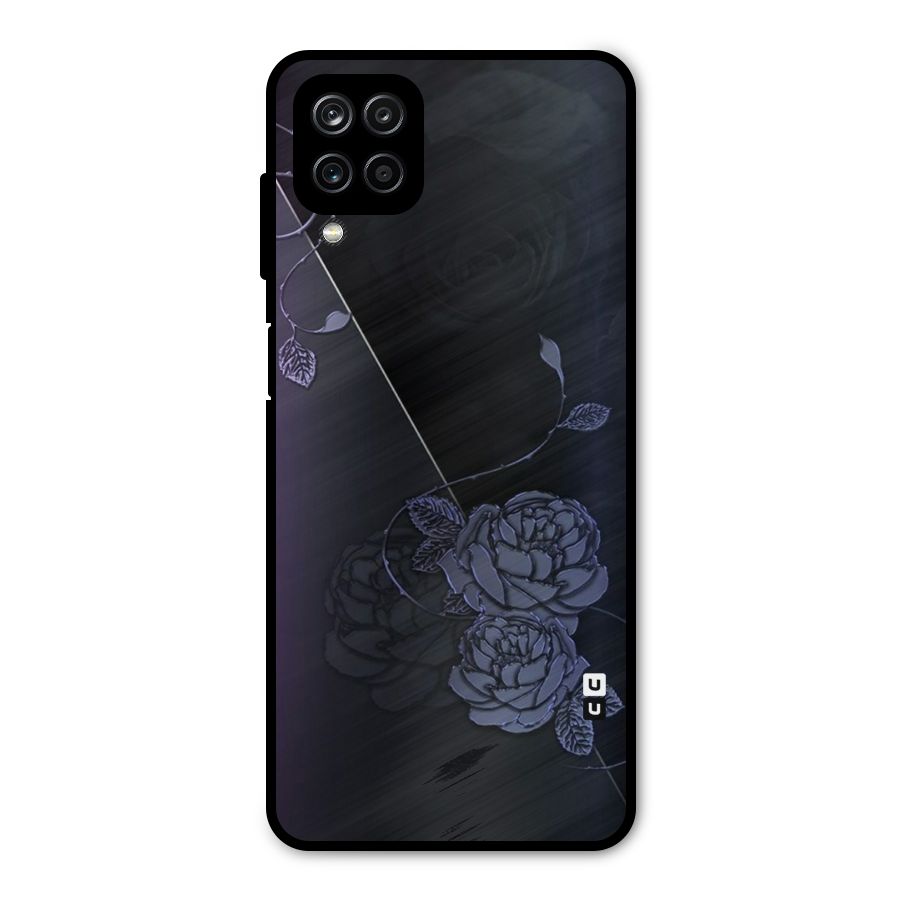 Voilet Floral Design Metal Back Case for Galaxy A12