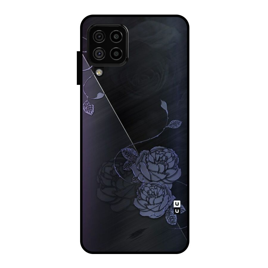 Voilet Floral Design Metal Back Case for Galaxy A22 4G