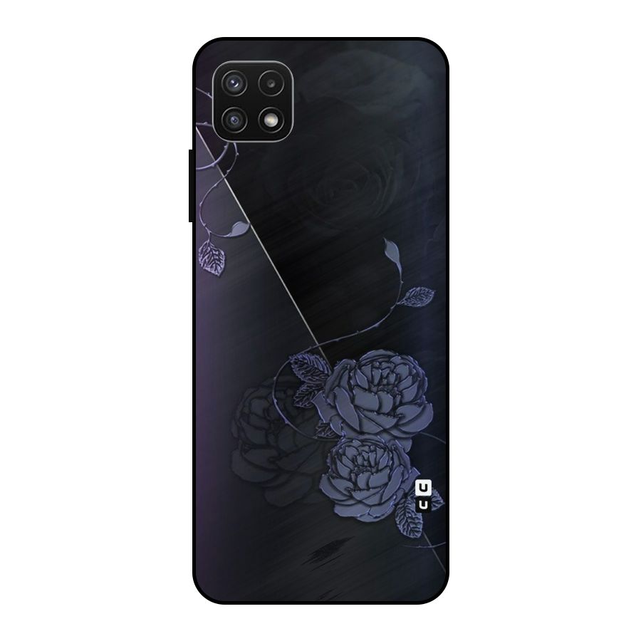 Voilet Floral Design Metal Back Case for Galaxy A22 5G