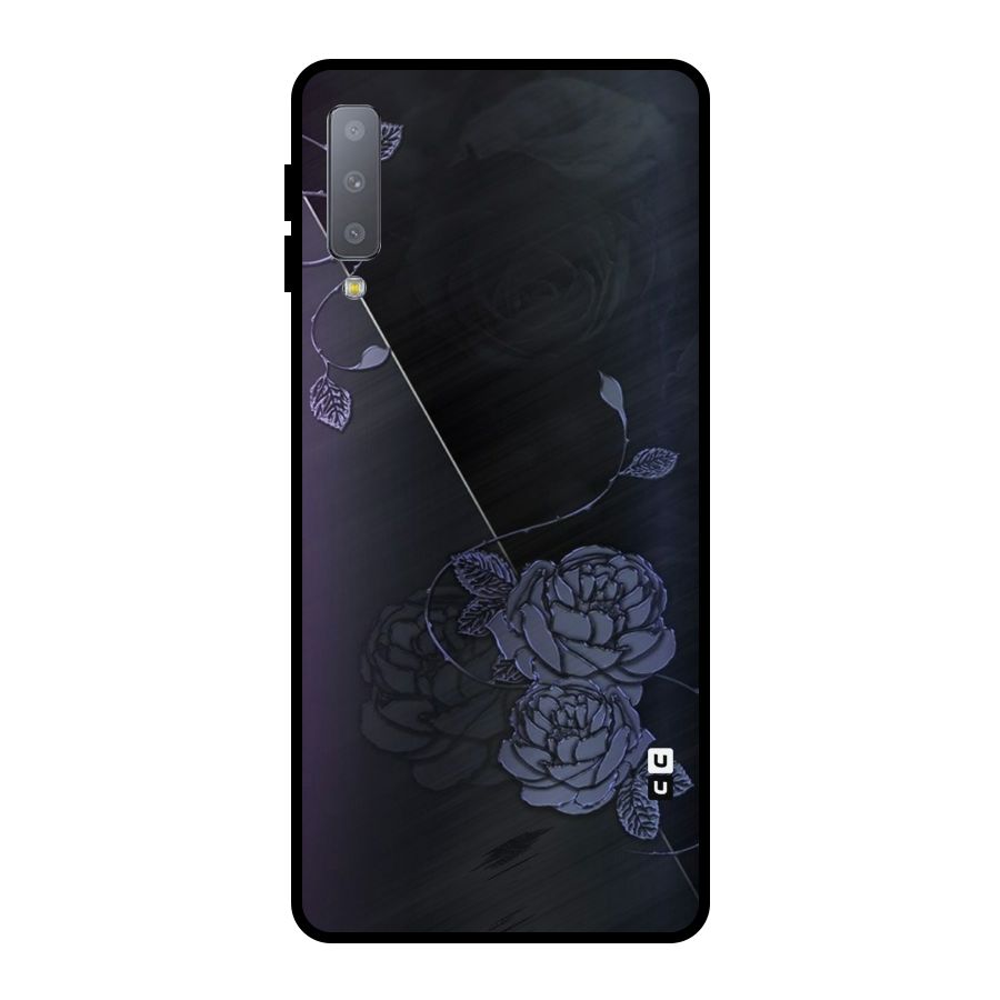 Voilet Floral Design Metal Back Case for Galaxy A7 (2018)