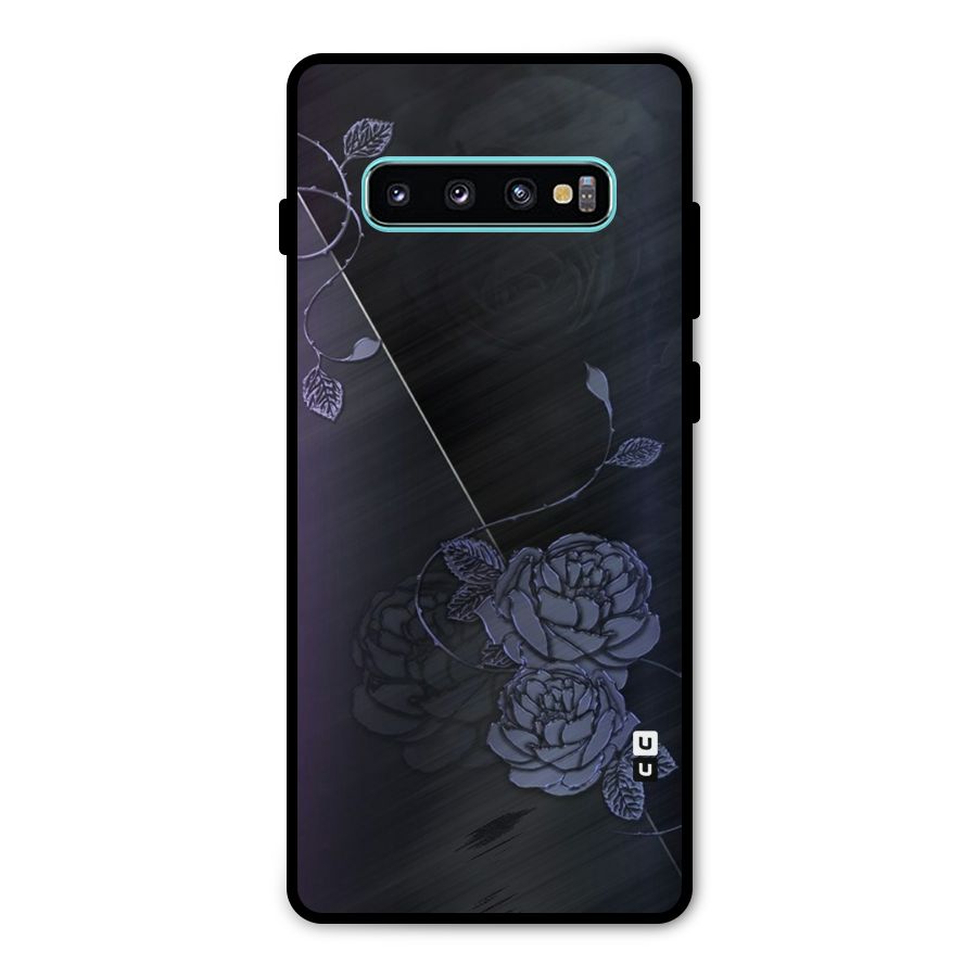Voilet Floral Design Metal Back Case for Galaxy S10 Plus