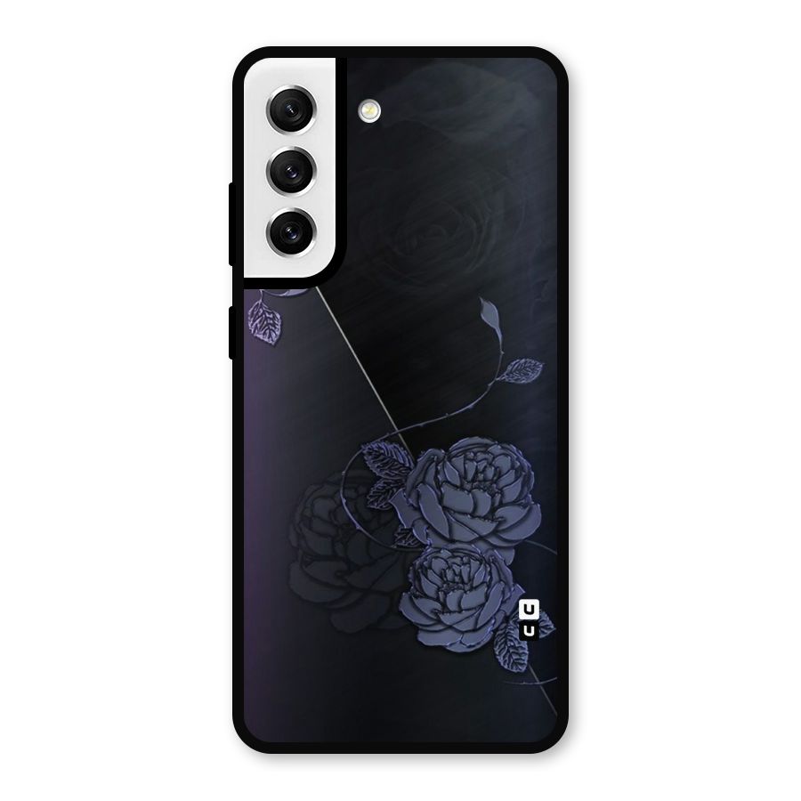Voilet Floral Design Metal Back Case for Galaxy S21 FE 5G