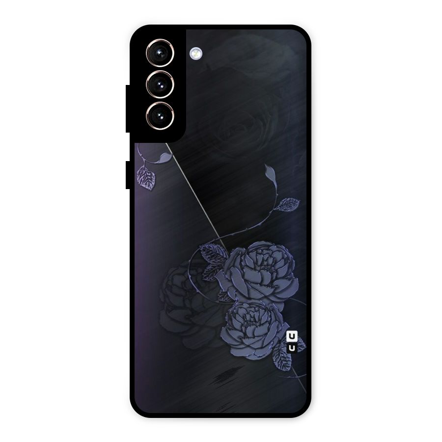 Voilet Floral Design Metal Back Case for Galaxy S21 Plus