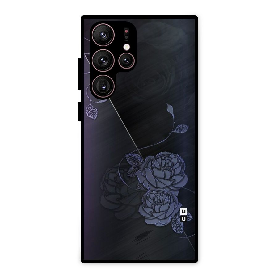 Voilet Floral Design Metal Back Case for Galaxy S22 Ultra 5G