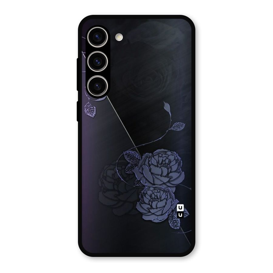 Voilet Floral Design Metal Back Case for Galaxy S23 Plus