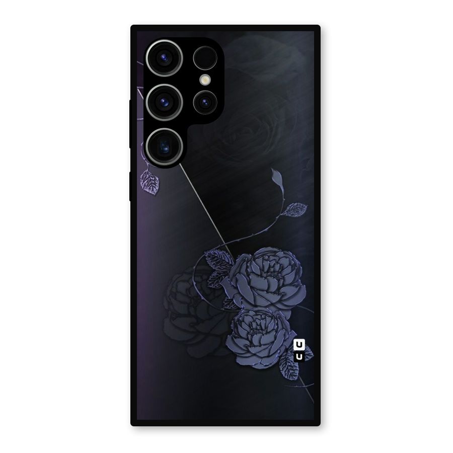 Voilet Floral Design Metal Back Case for Galaxy S23 Ultra