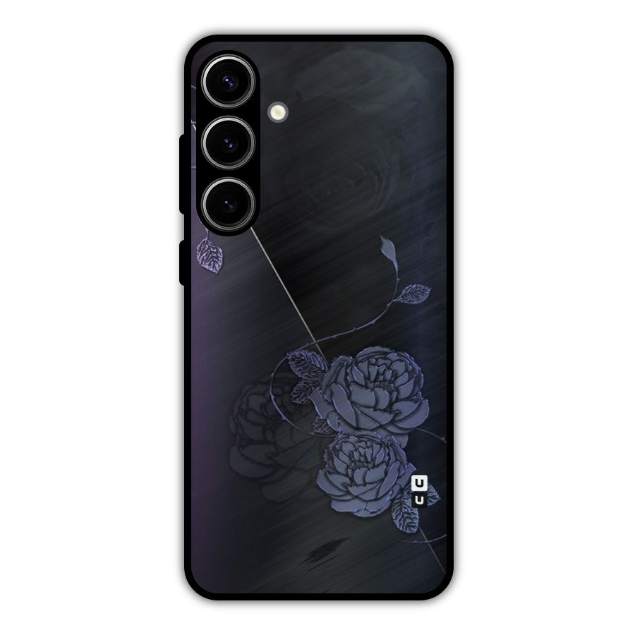 Voilet Floral Design Metal Back Case for Galaxy S24 Plus