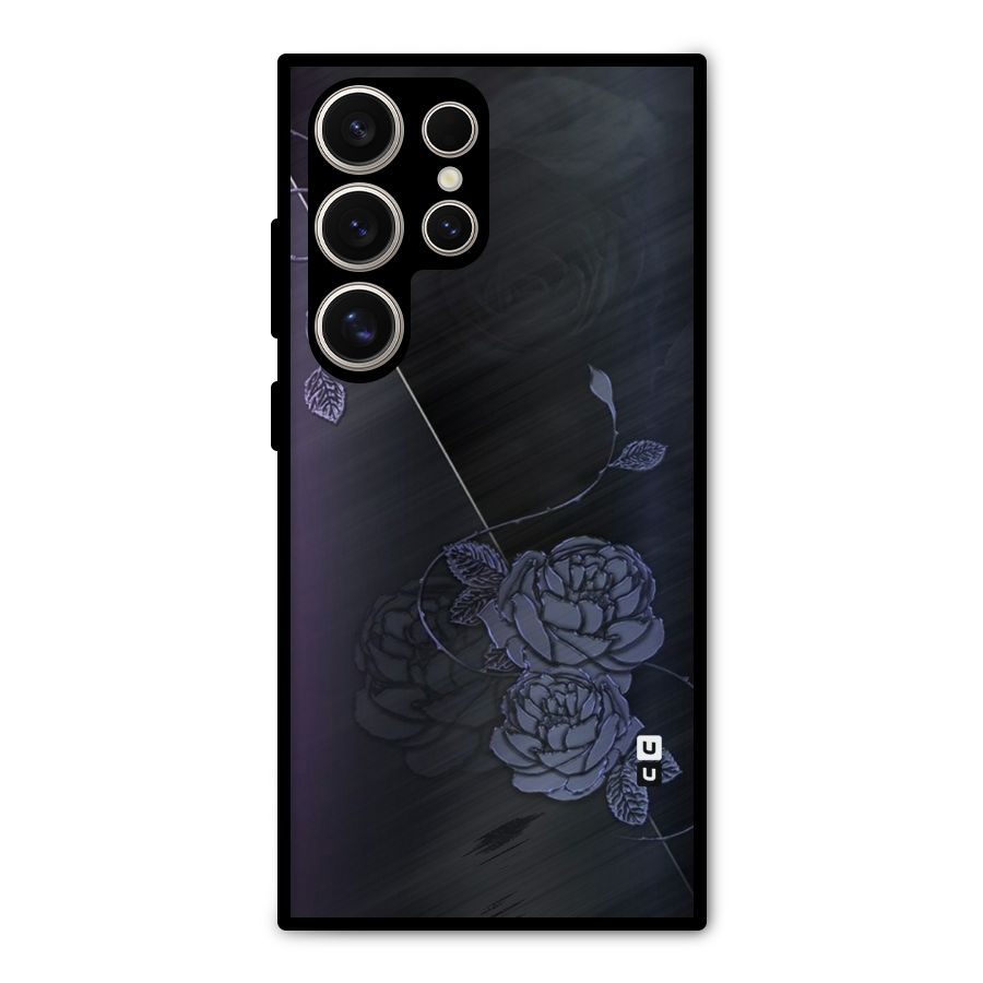 Voilet Floral Design Metal Back Case for Galaxy S24 Ultra