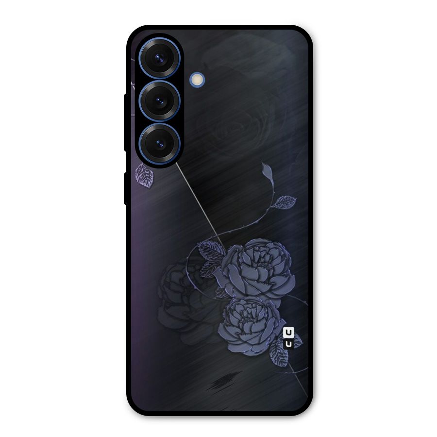 Voilet Floral Design Metal Back Case for Galaxy S25