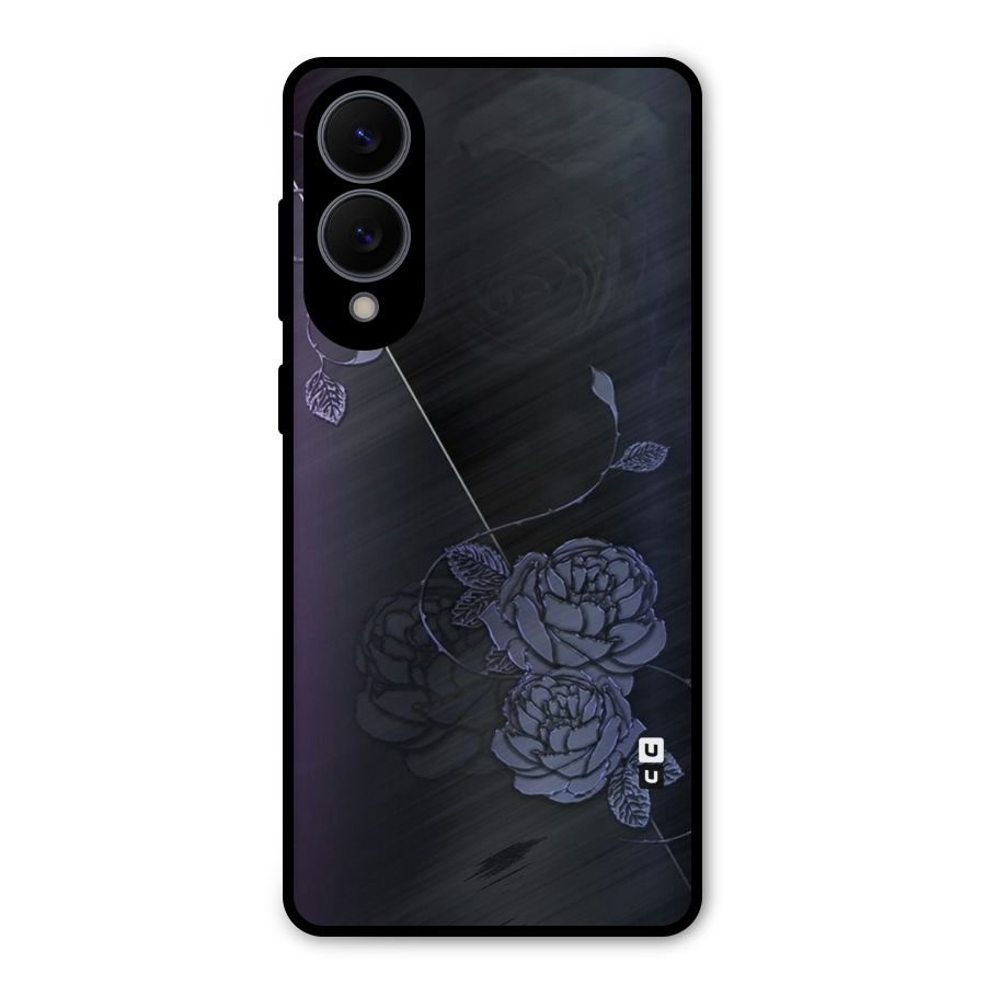 Voilet Floral Design Metal Back Case for Galaxy S25 Edge