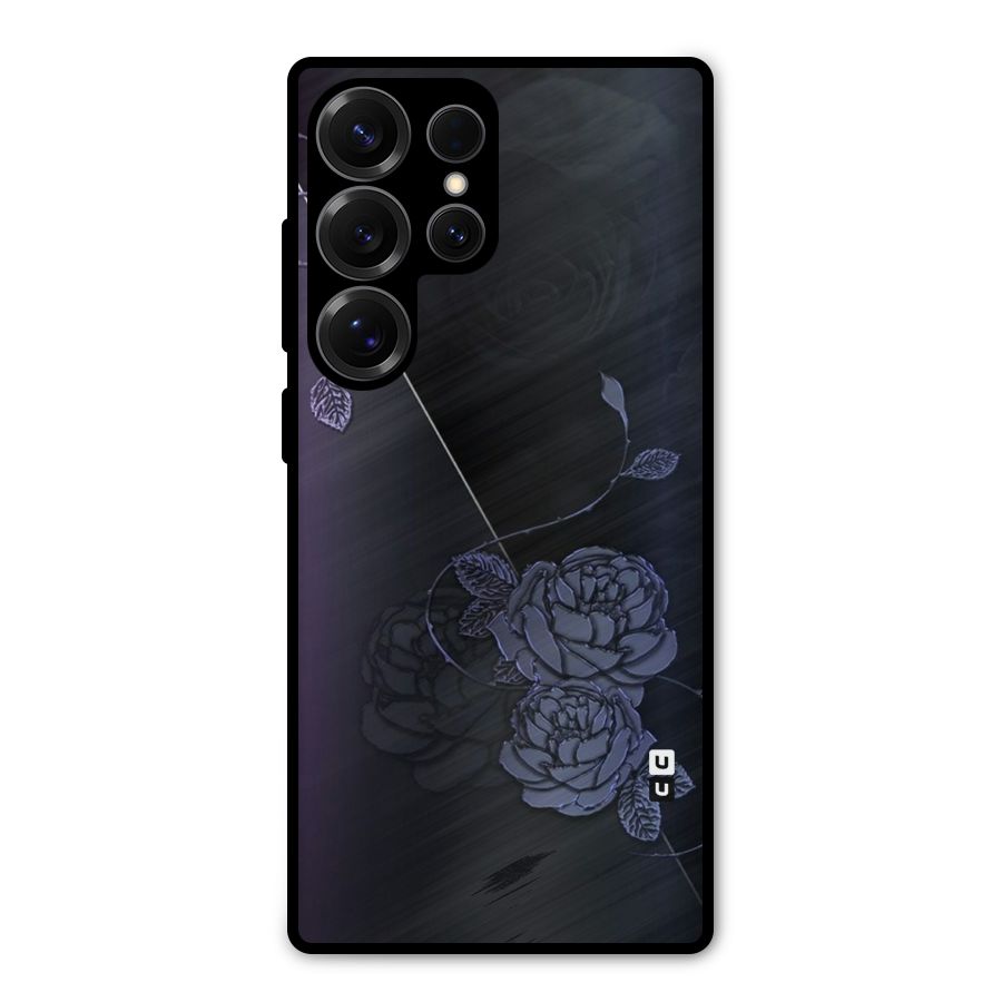 Voilet Floral Design Metal Back Case for Galaxy S25 Ultra