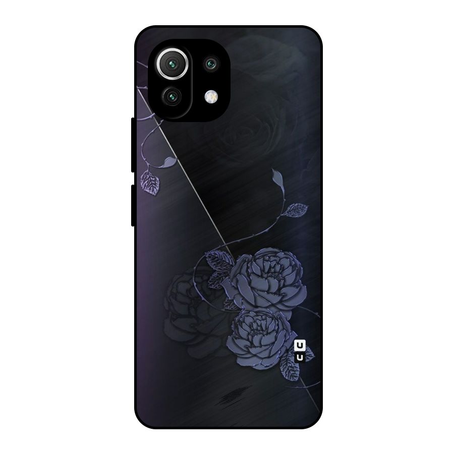 Voilet Floral Design Metal Back Case for Mi 11 Lite