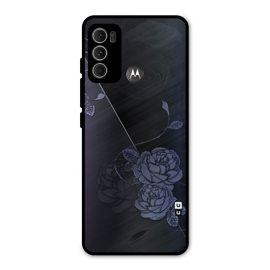 Voilet Floral Design Metal Back Case for Moto G60