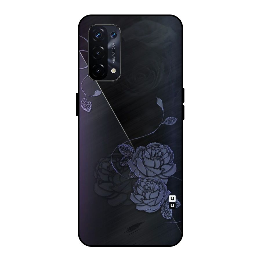 Voilet Floral Design Metal Back Case for Oppo A74 5G