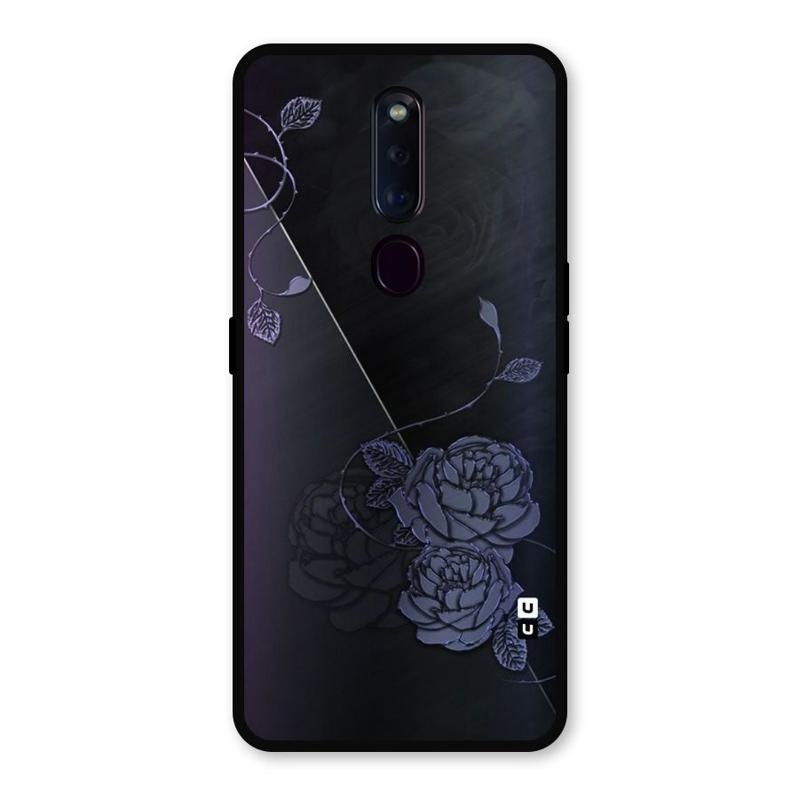 Voilet Floral Design Metal Back Case for Oppo F11 Pro