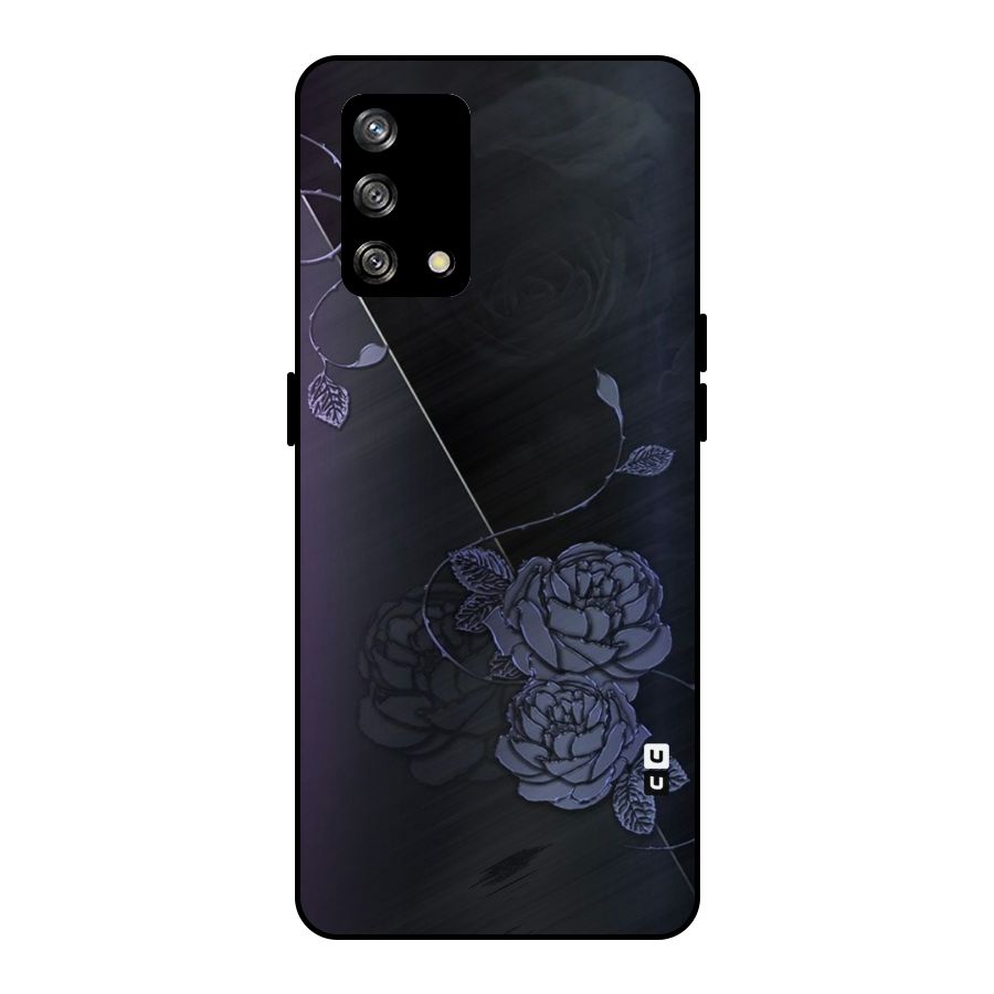 Voilet Floral Design Metal Back Case for Oppo F19