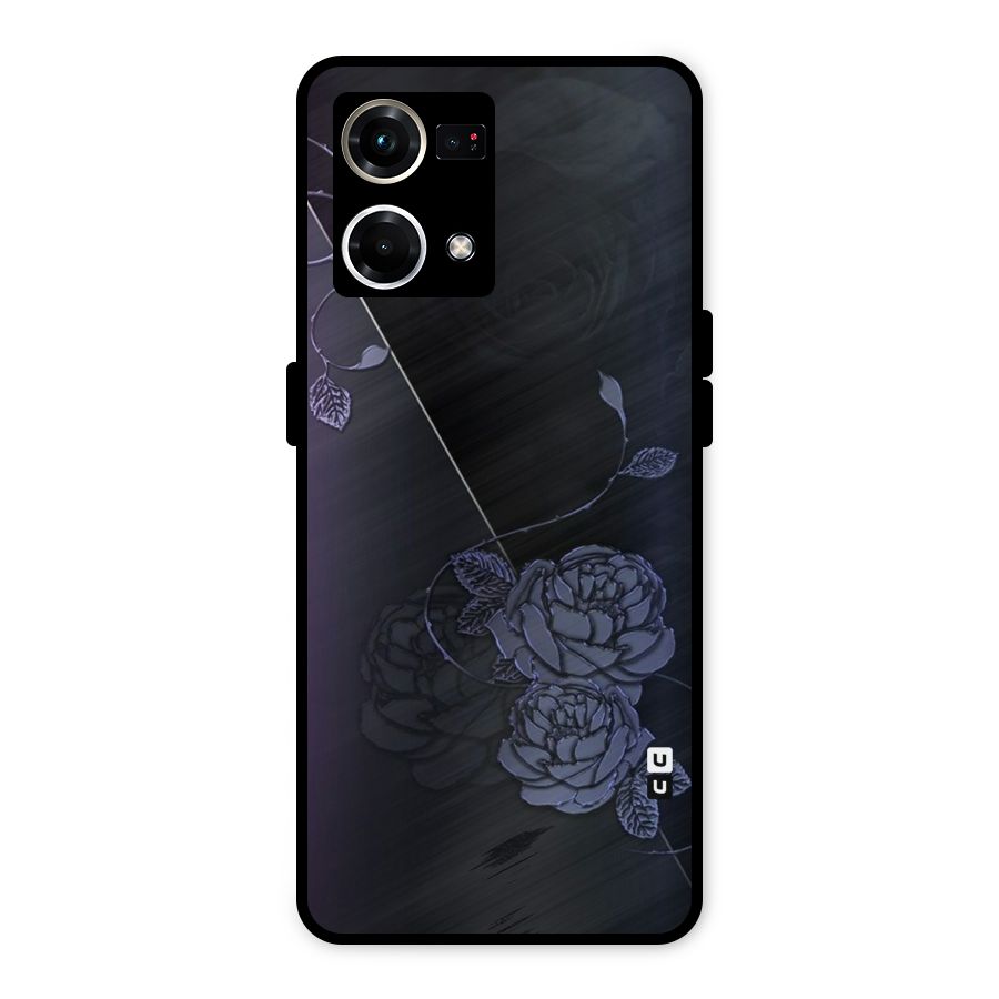Voilet Floral Design Metal Back Case for Oppo F21 Pro 4G