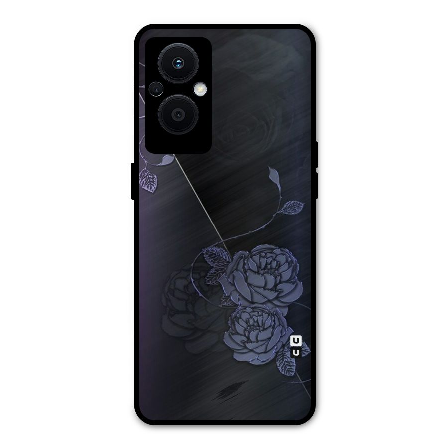Voilet Floral Design Metal Back Case for Oppo F21s Pro 5G