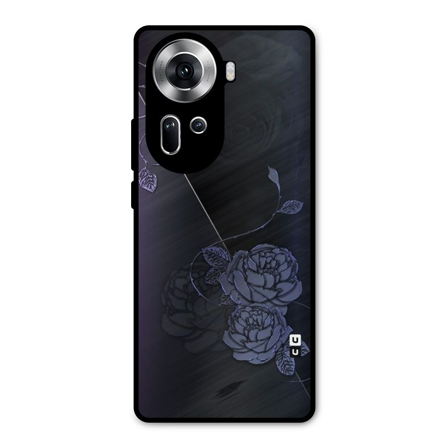 Voilet Floral Design Metal Back Case for Oppo Reno11 5G