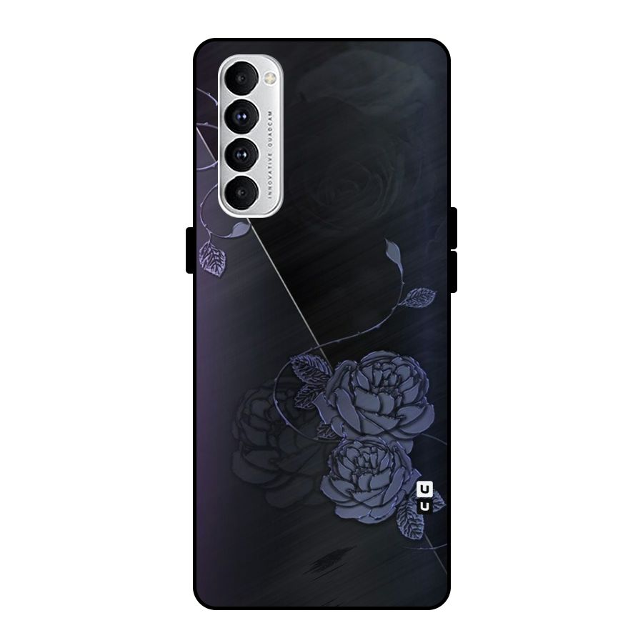 Voilet Floral Design Metal Back Case for Oppo Reno4 Pro