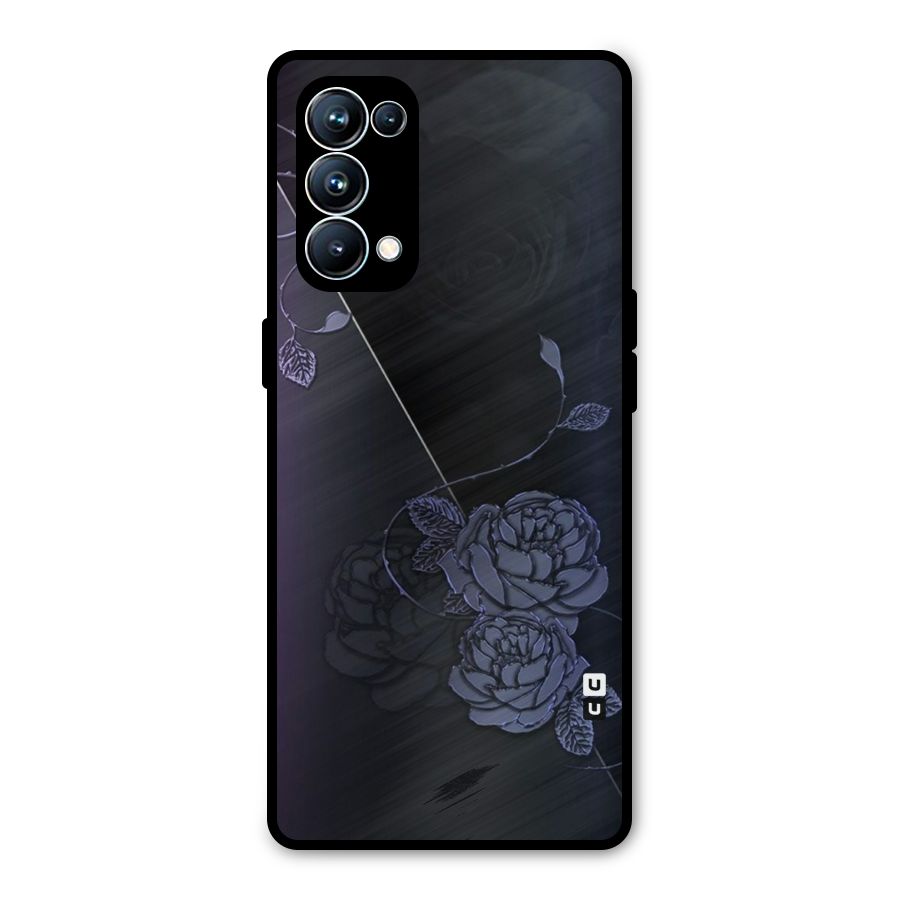 Voilet Floral Design Metal Back Case for Oppo Reno5 Pro 5G