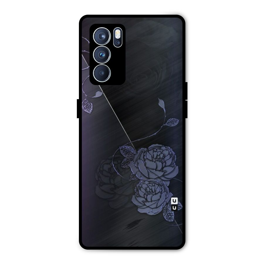 Voilet Floral Design Metal Back Case for Oppo Reno6 Pro 5G