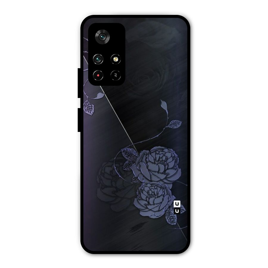 Voilet Floral Design Metal Back Case for Poco M4 Pro 5G